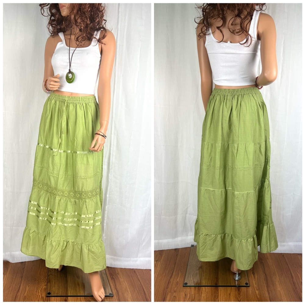 Cottagecore Long Skirt Olive Green